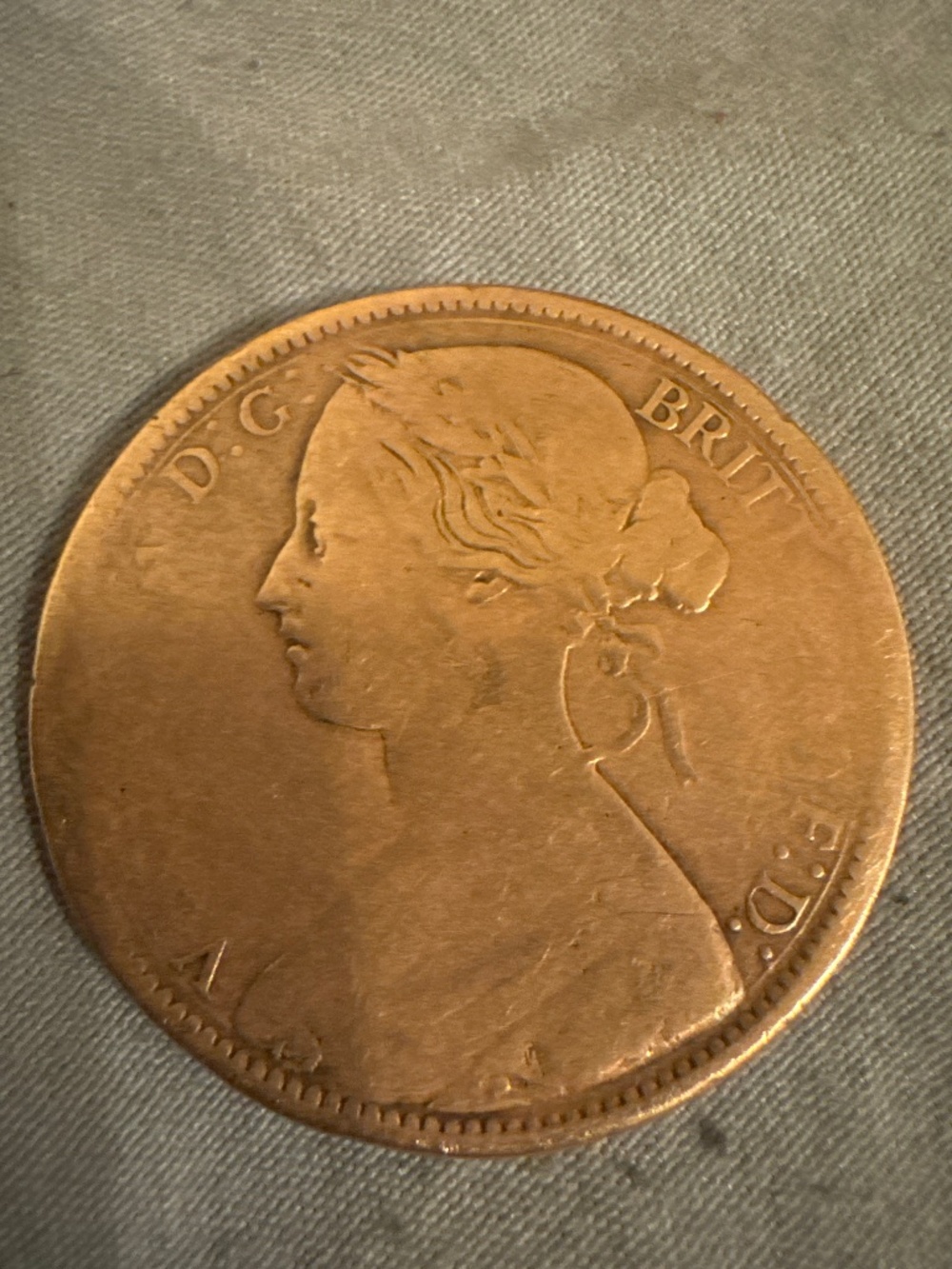 1870 original Penny British coin
